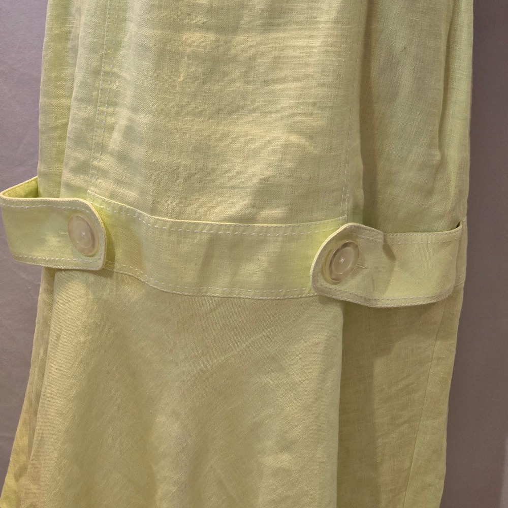 Butter‎ Yellow Linen Blend Sheath Dress Button Tab Midi Womens 10 Brunch Coastal - Picture 5 of 12